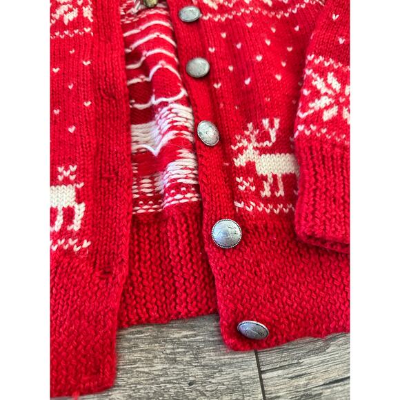 William Schmidt Co Oslo child Red White Christmas Cardigan Sweater handmade - Picture 4 of 8